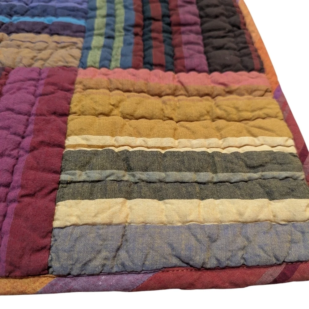 Crate & Barrel Paint Box Sham Standard Orange Red Purple Cotton Colorful Plaid
